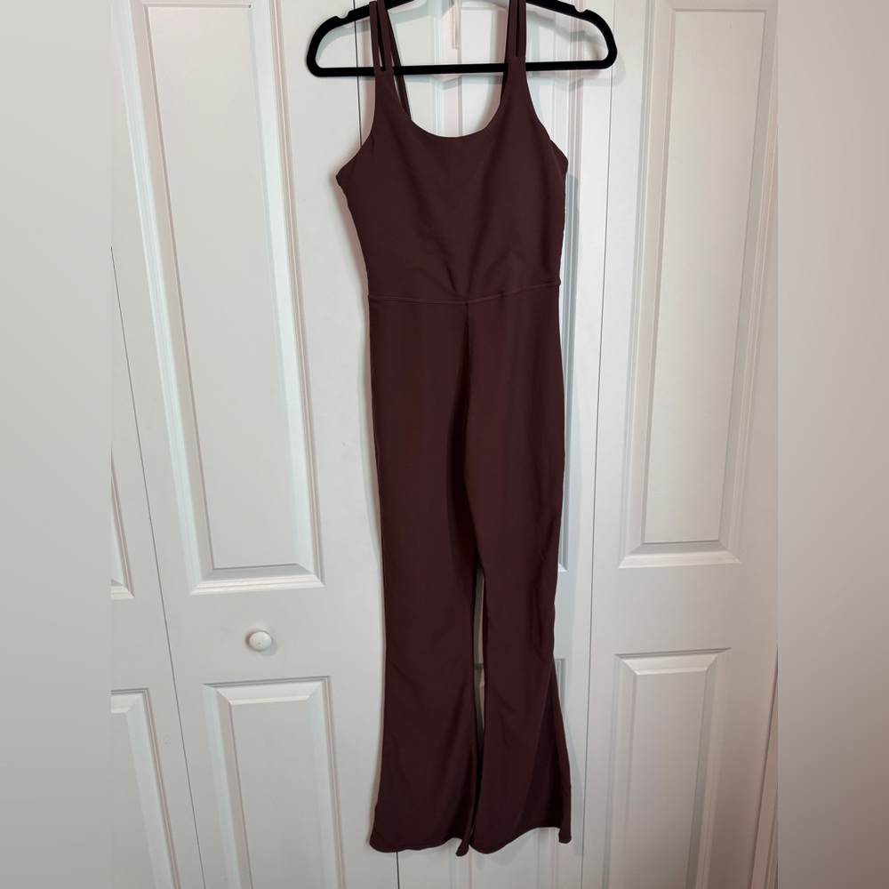 Wilo the Label Flare Jumpsuit Brown Ribbed Size Medium